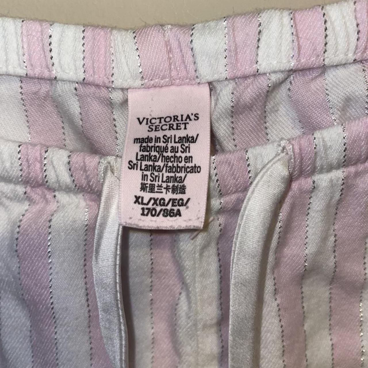 victoria’s secret pink striped pajama pants size xl - Depop