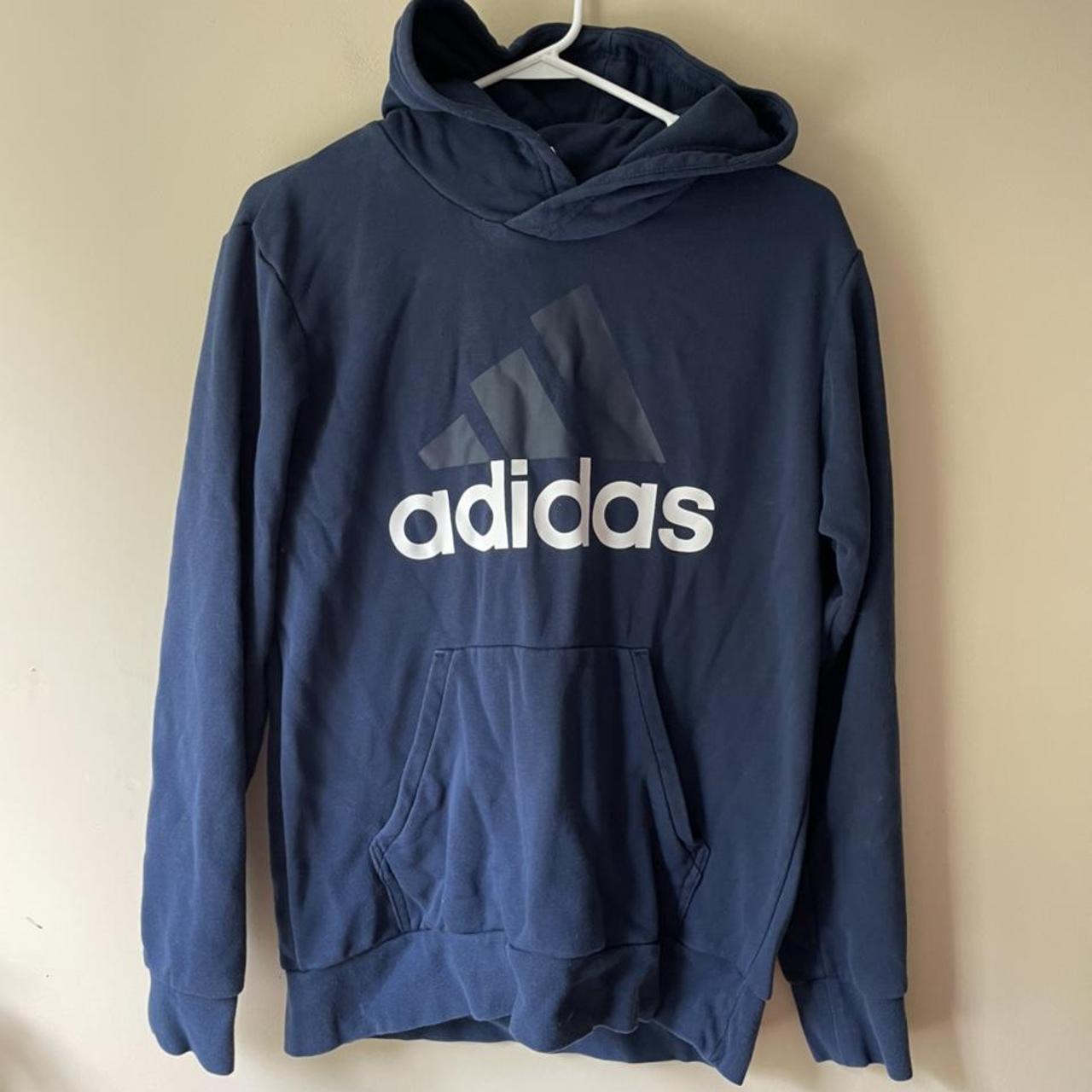 Adidas Men's Navy and Blue Hoodie | Depop