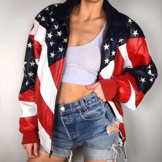 Vintage Michael Hoban American Flag Faux Leather... - Depop