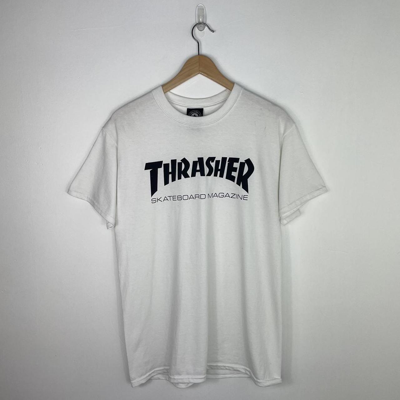 Thrasher Skateboard Magazine White Shirt Men Size... - Depop