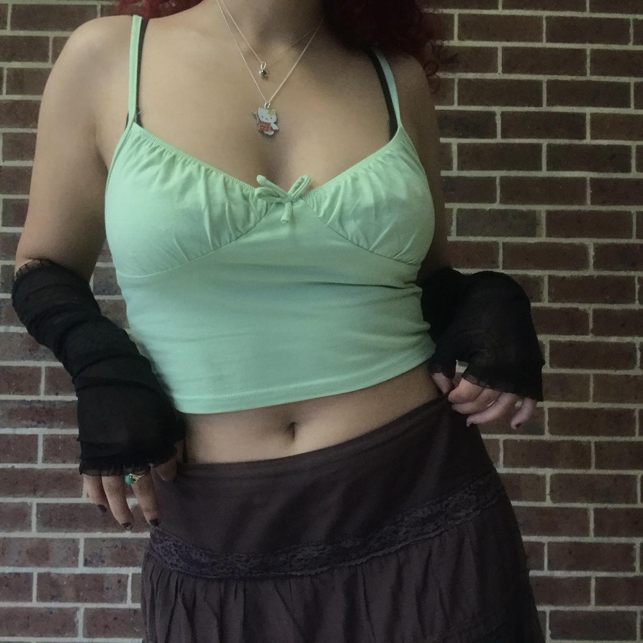 Repop! Fairycore pastel green crop top with... Depop