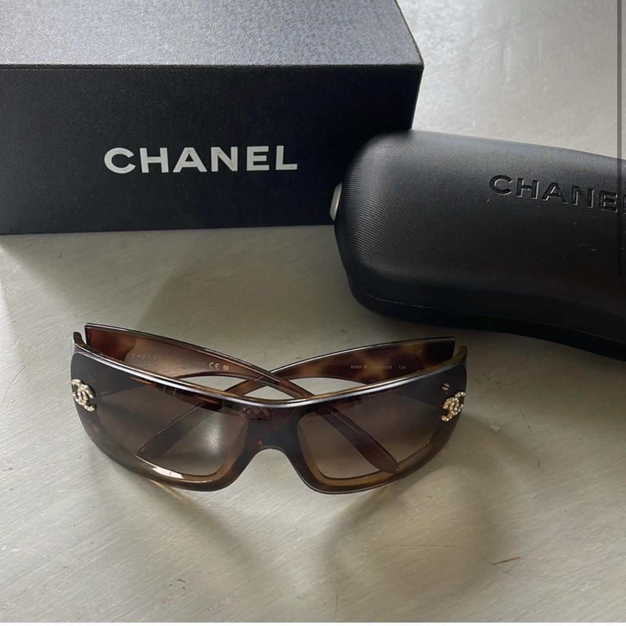 【極美品】CHANEL sunglasses coco box y2k Chanel Y2K sunglasses Metallic Dark purple Plastic ref