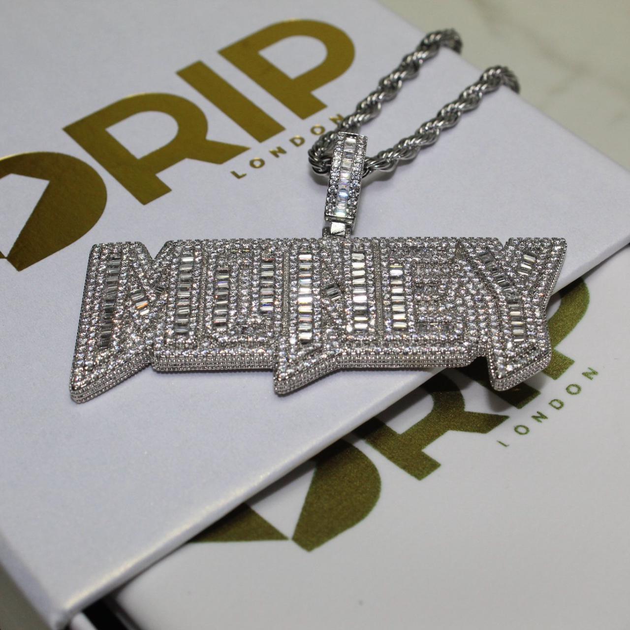 Money Pendant Necklace - Cubic Zirconia - Silver Or... - Depop