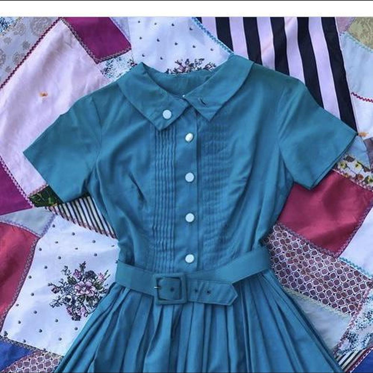 1950’s teal junior housedress. 33” bust 25” waist... - Depop