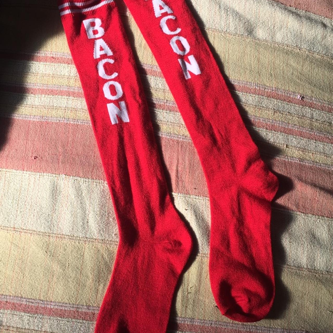 BACON Women's Red and White Socks