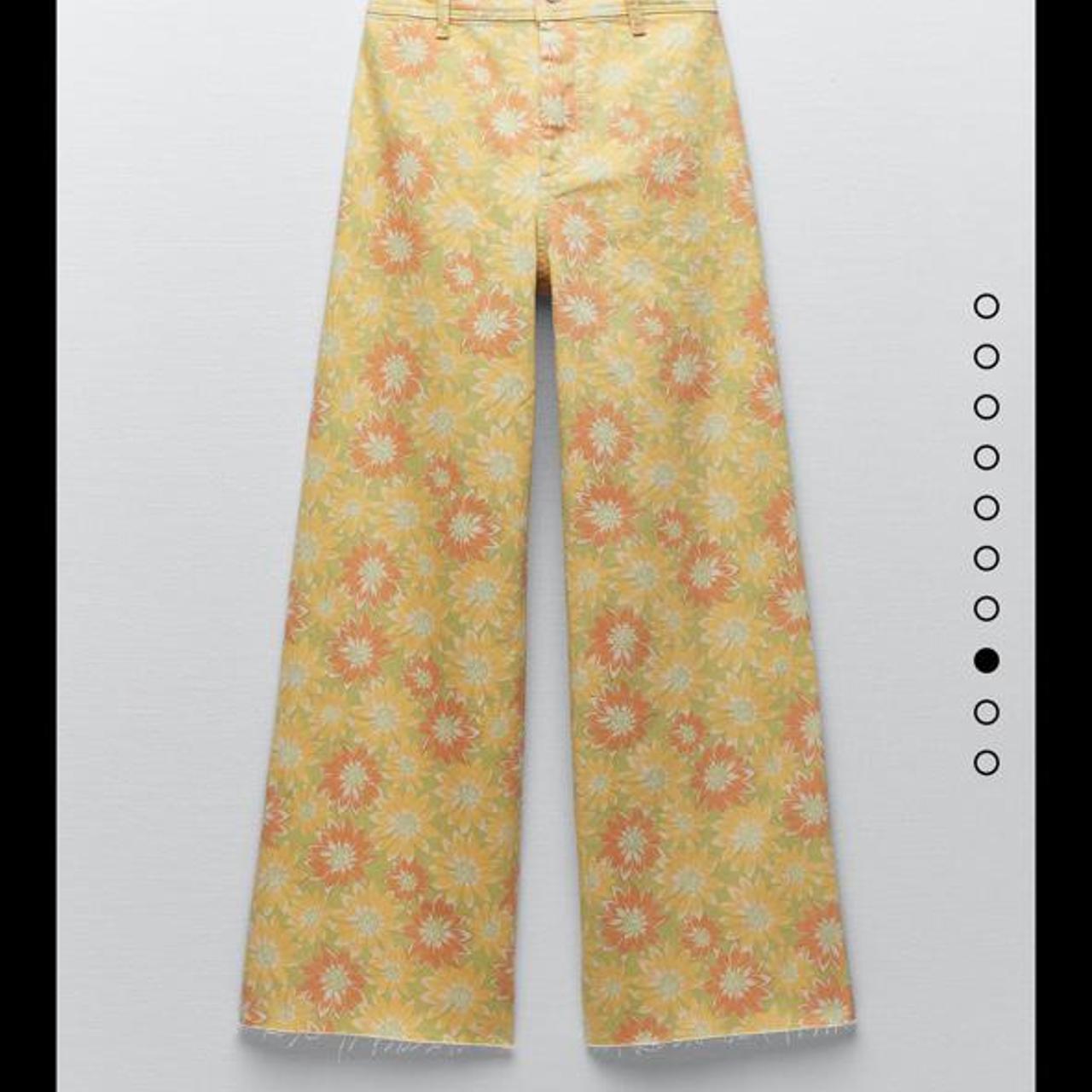 zara yellow floral pants