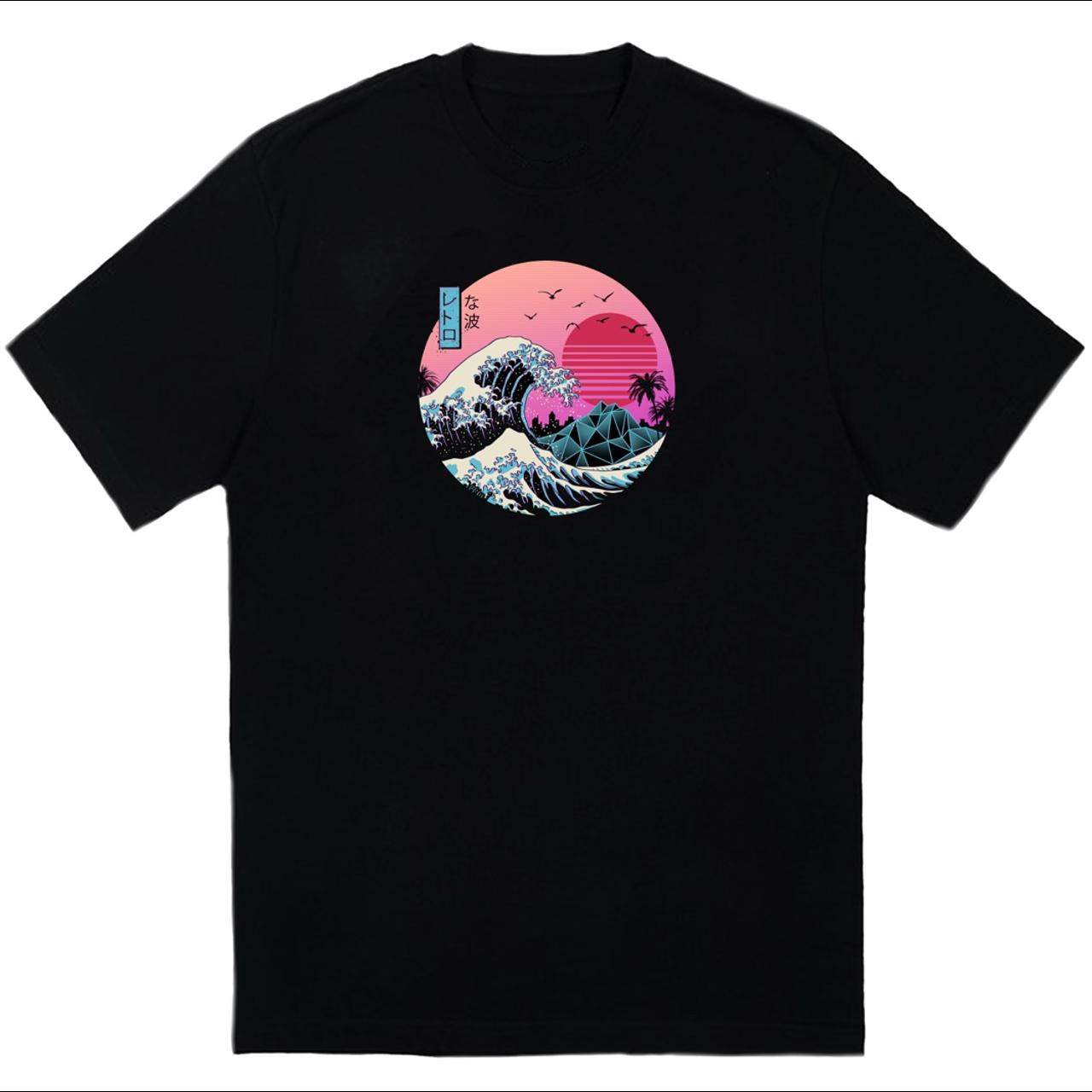 The Great Wave Off Kanagawa T-Shirt - Black ... - Depop