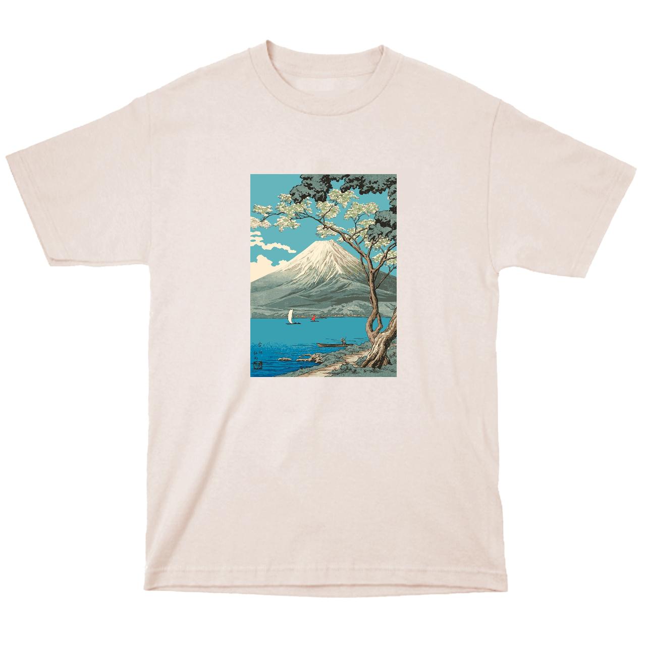 Mount Fuji T-Shirt -- Beige High quality printed... - Depop
