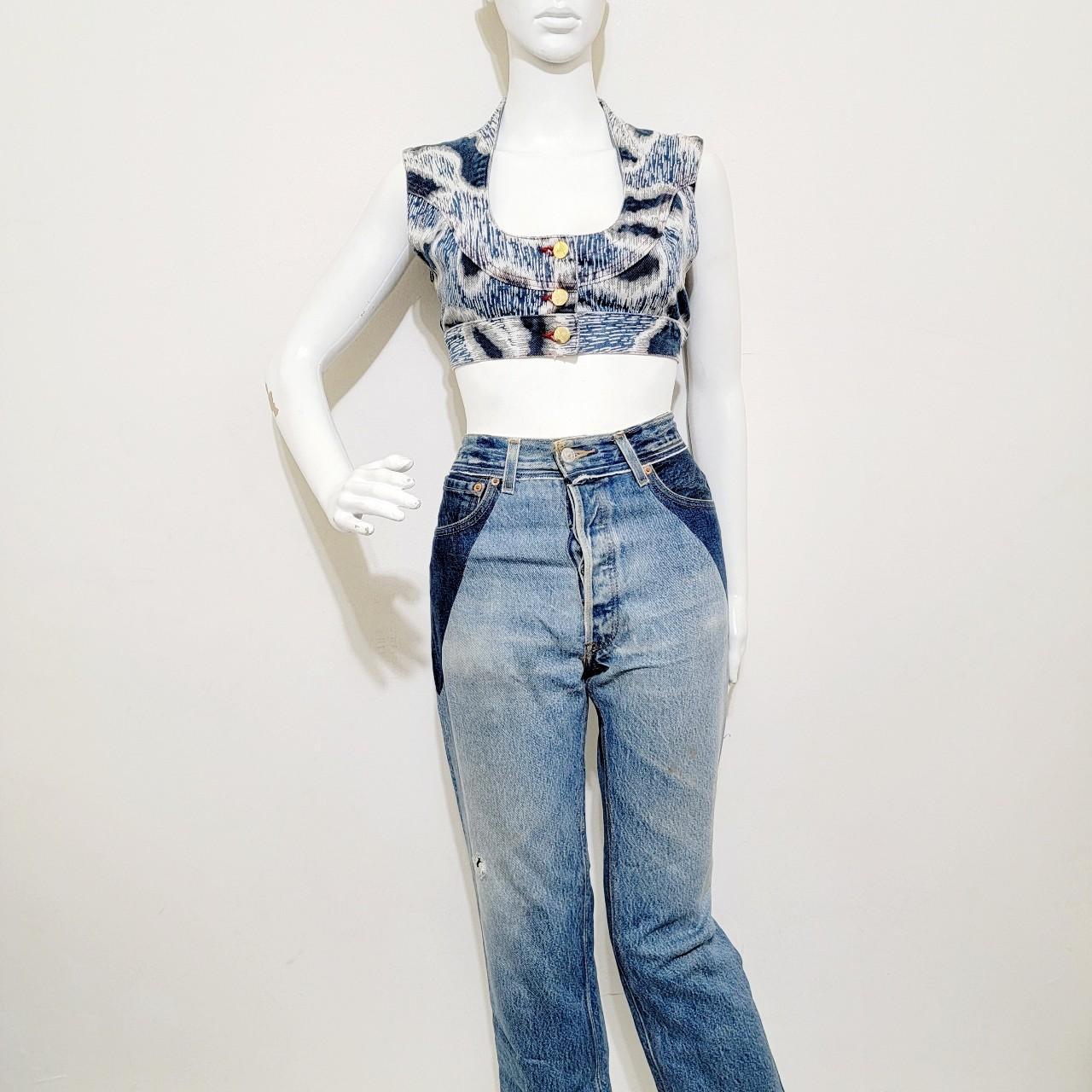 Vivienne Westwood Women's White and Blue Crop-top