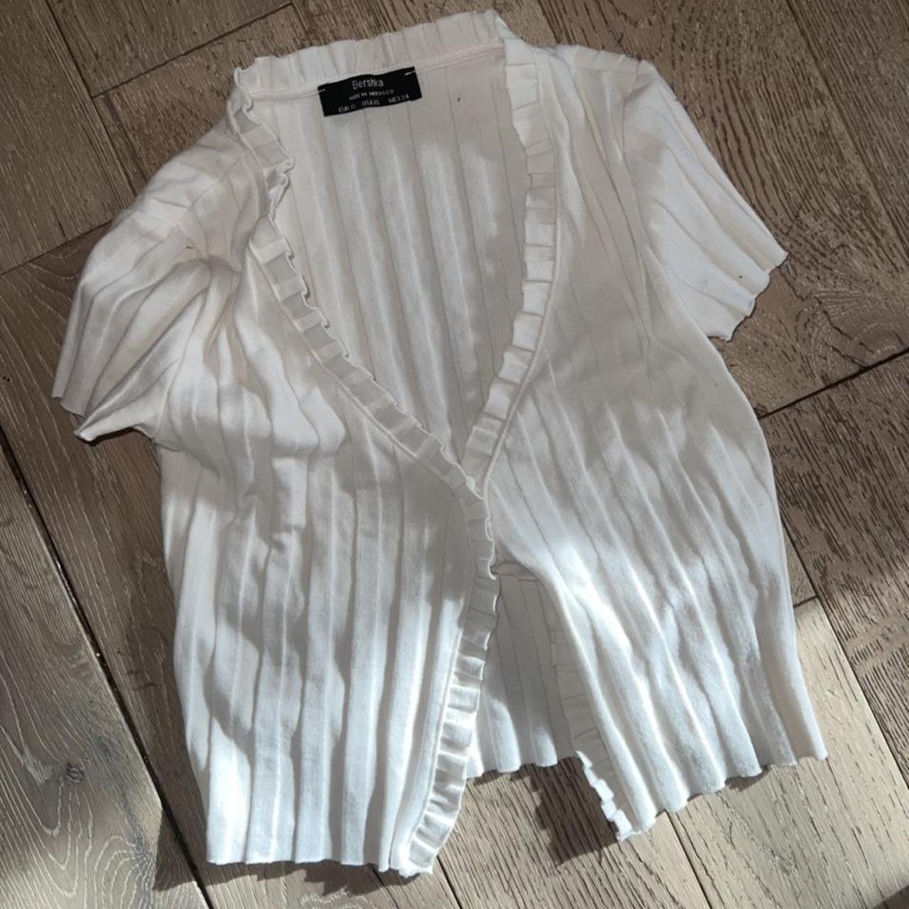 Bershka White Crop Top In A Size Xs Worn Twice Depop