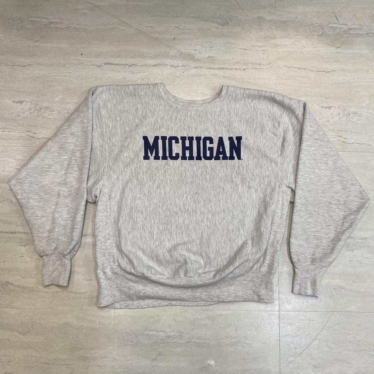 Vintage University of Michigan Champion Crewneck ... - Depop