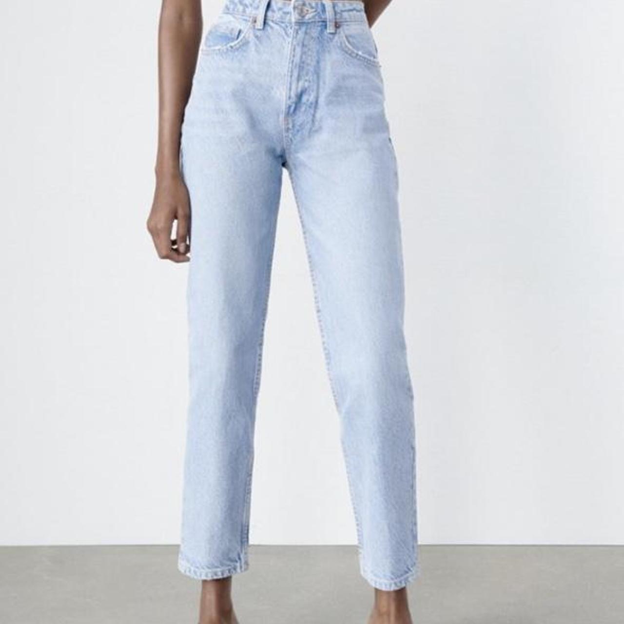 zara mom jeans light blue