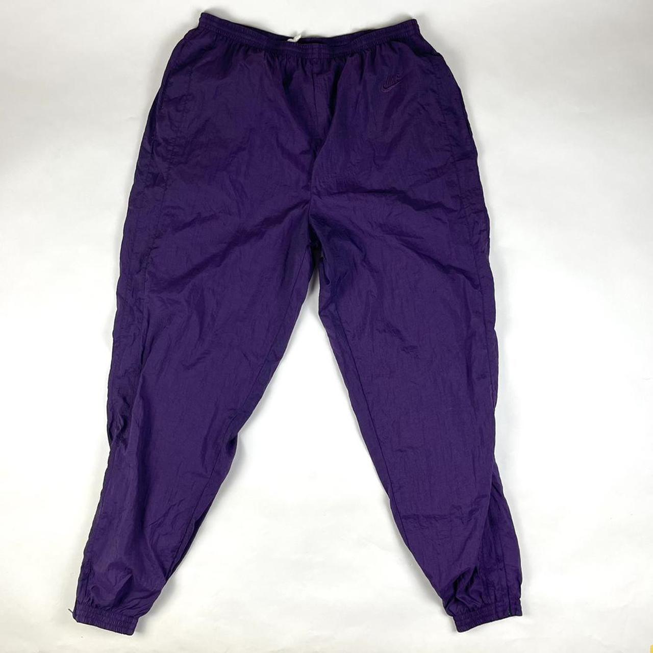 Vintage purple Nike nylon track pants . Size - Depop