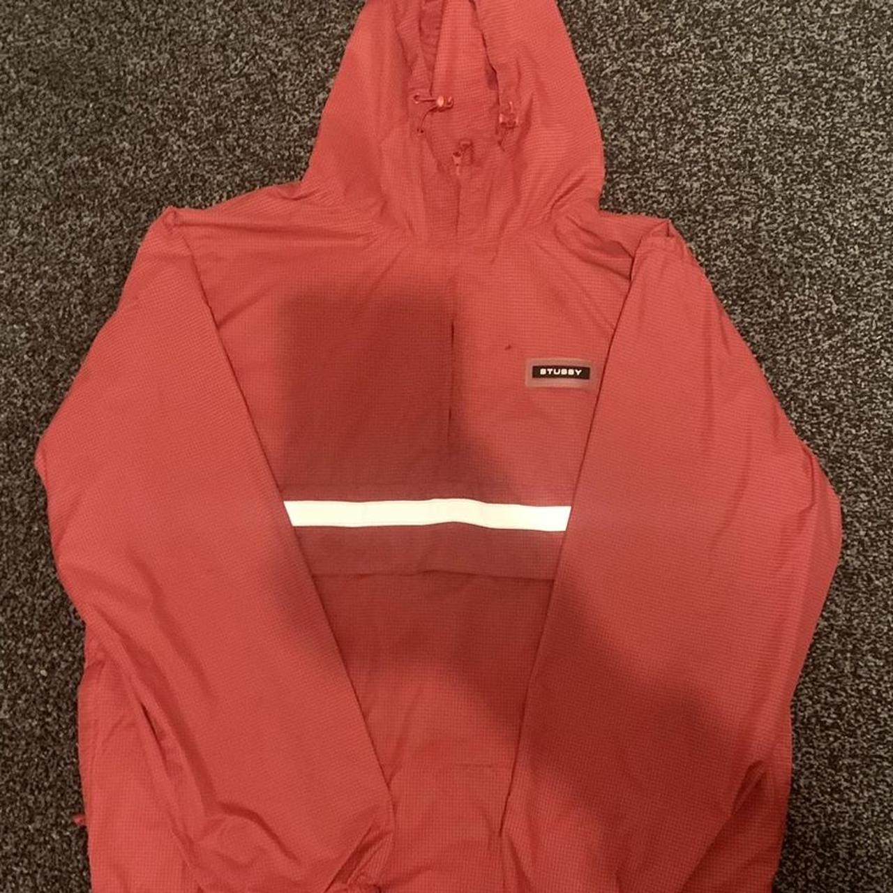 Stussy winbreaker. Red with white cheques... - Depop