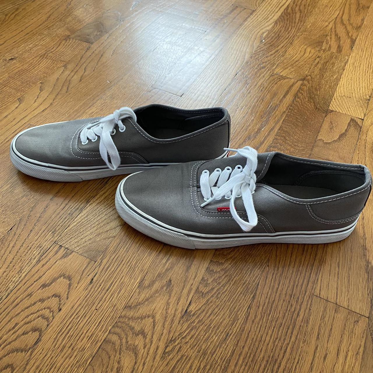 Levis canvas sneakers. Grey color, excellent... - Depop