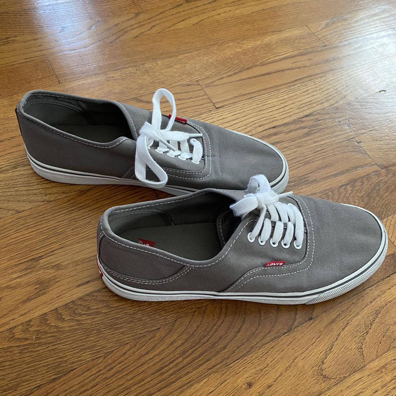 Levis Canvas Sneakers. Grey Color, Excellent - Depop