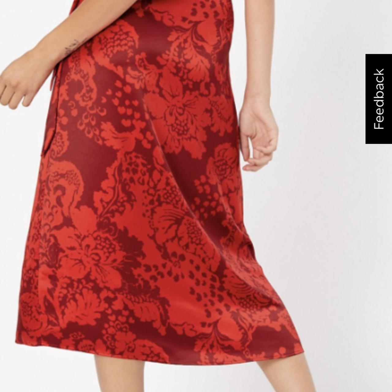 Marks and spencer shop red midi skirt