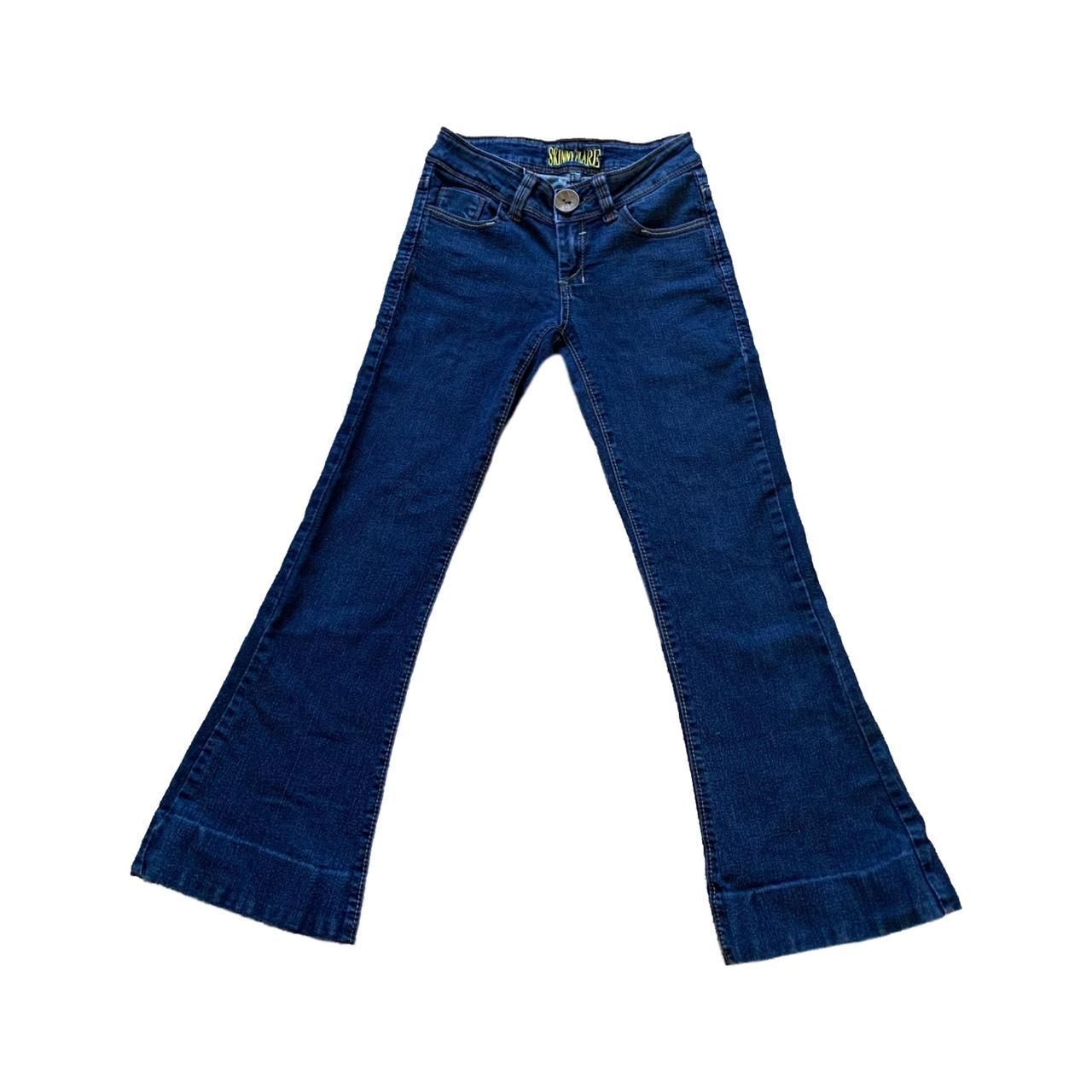 Cutest 00s dark denim low rise bootcut jeans... Depop