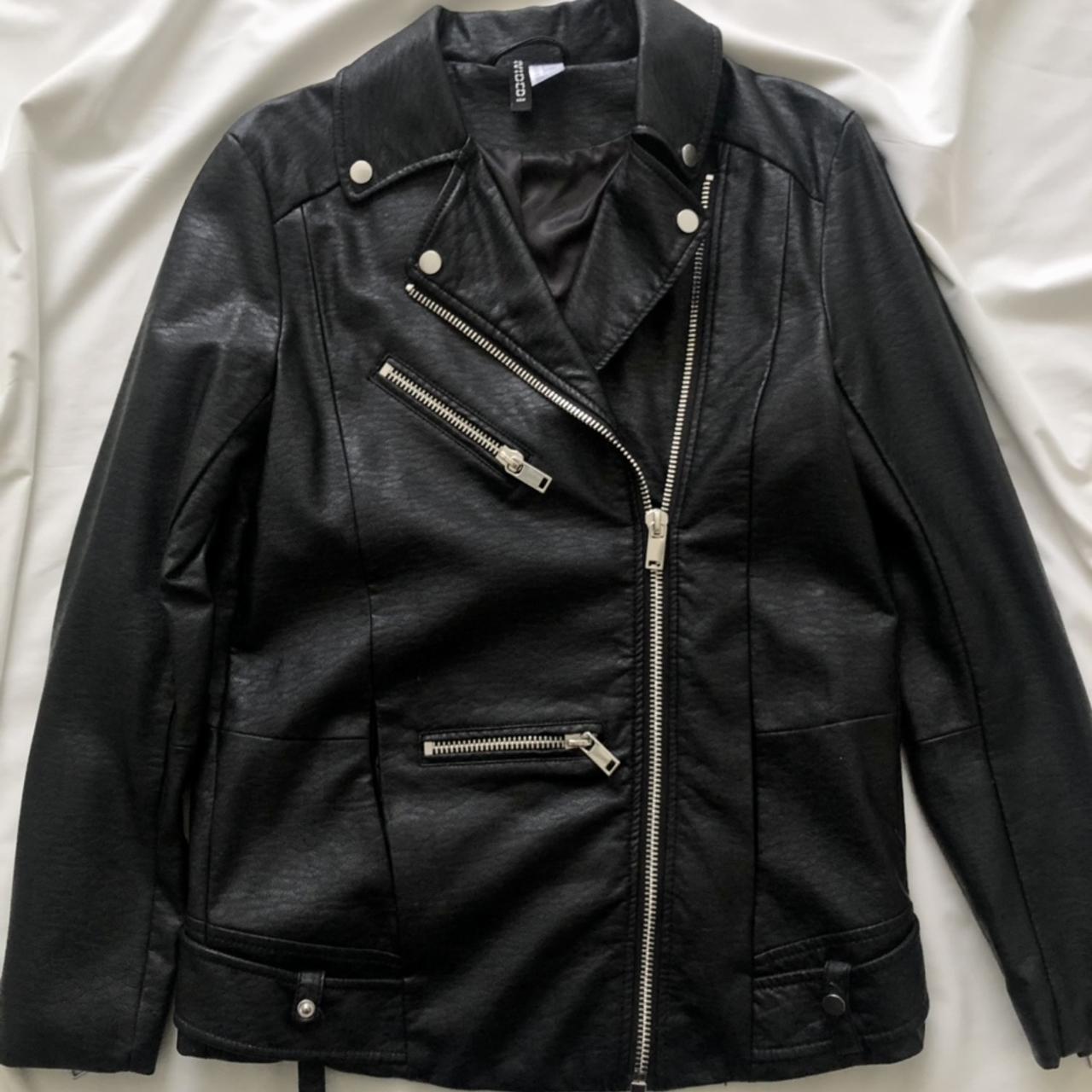 H&M Black Leather Jacket - SMALL (Size 4) Brand... - Depop