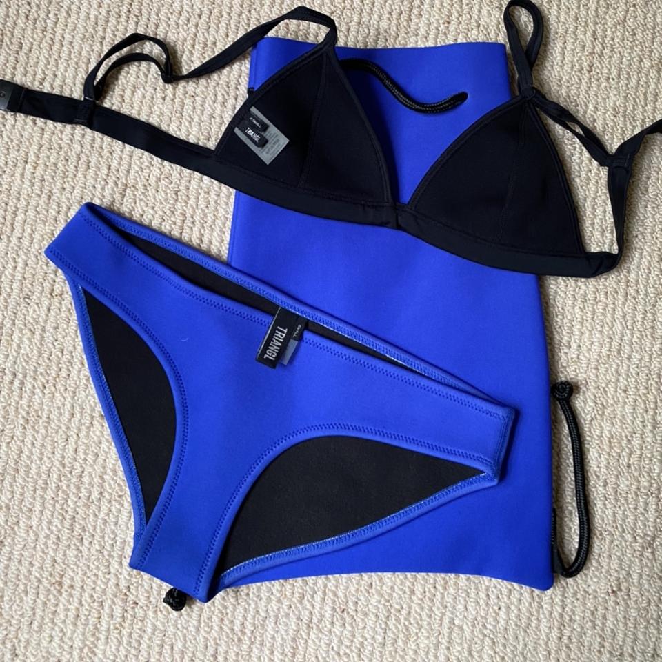 Triangl bikini and bag - black and white netted top - Depop