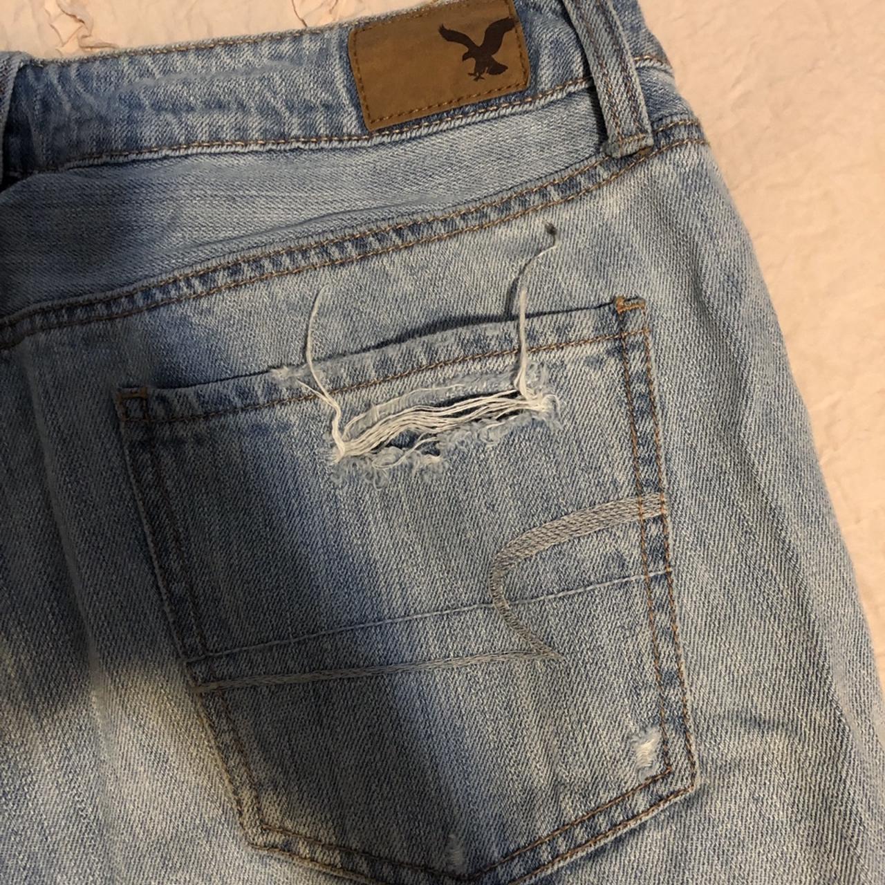 American Eagle Tom Girl Ripped Jeans Worn Only A Depop