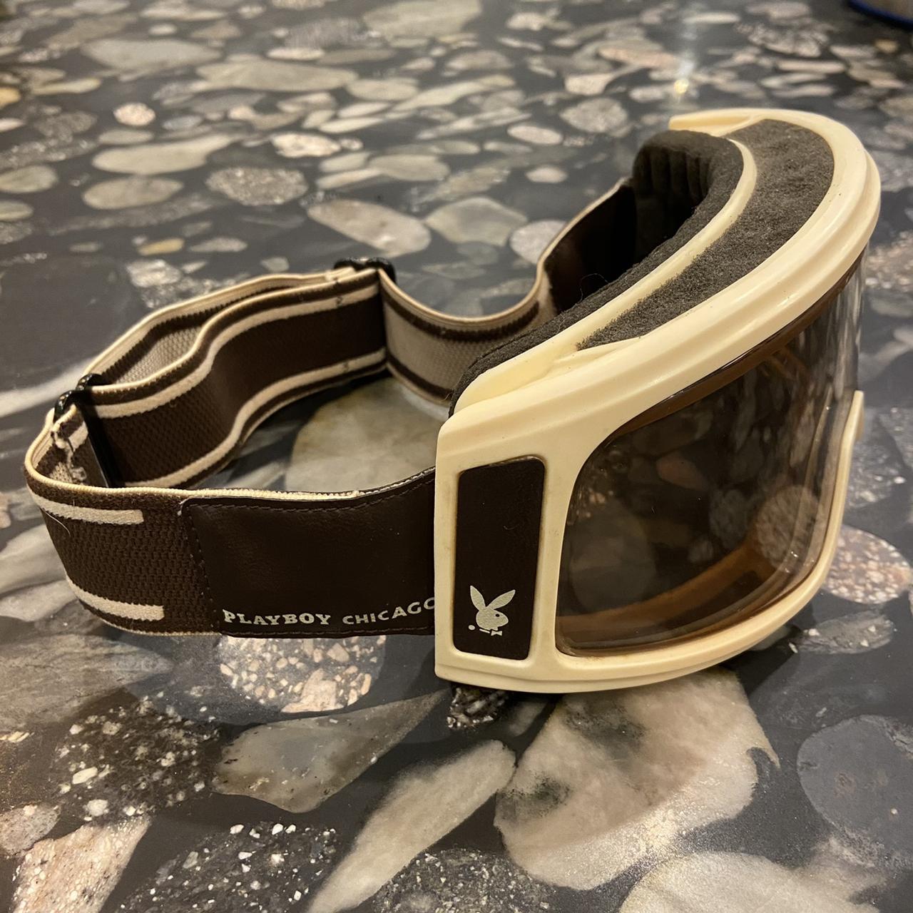 Playboy Chicago vintage ski goggles 🍥 Brown and... - Depop