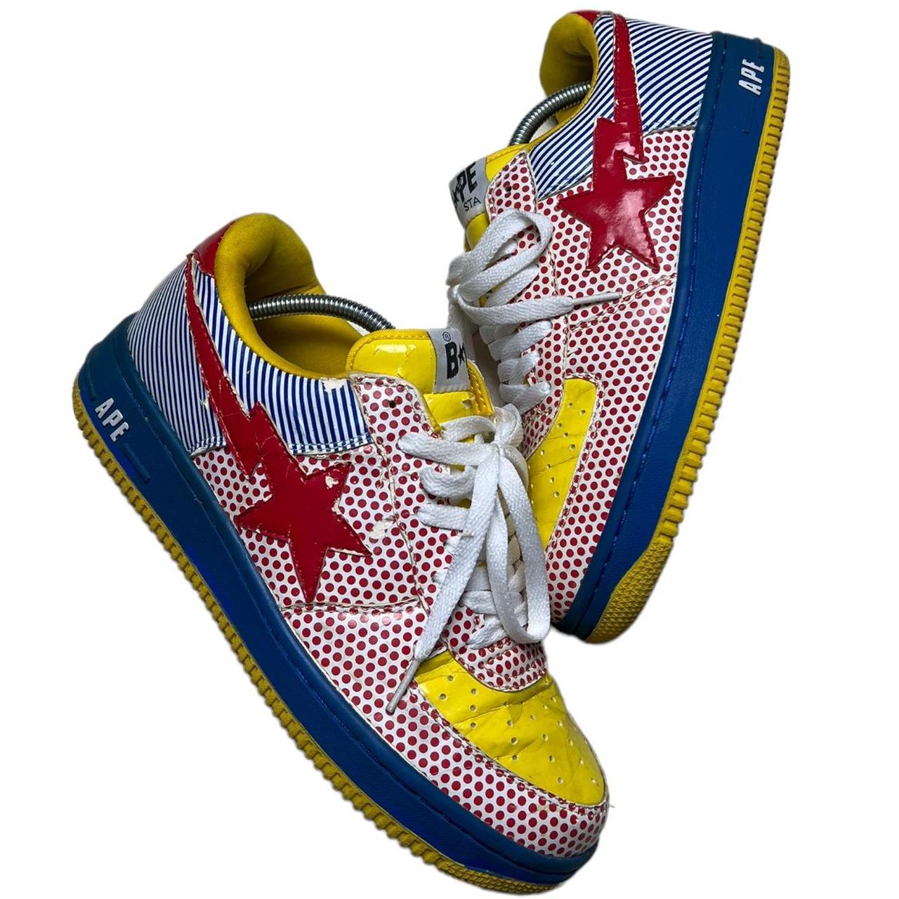 A Bathing Ape “Bapesta” Red/Yellow/Blue Colourway,... - Depop