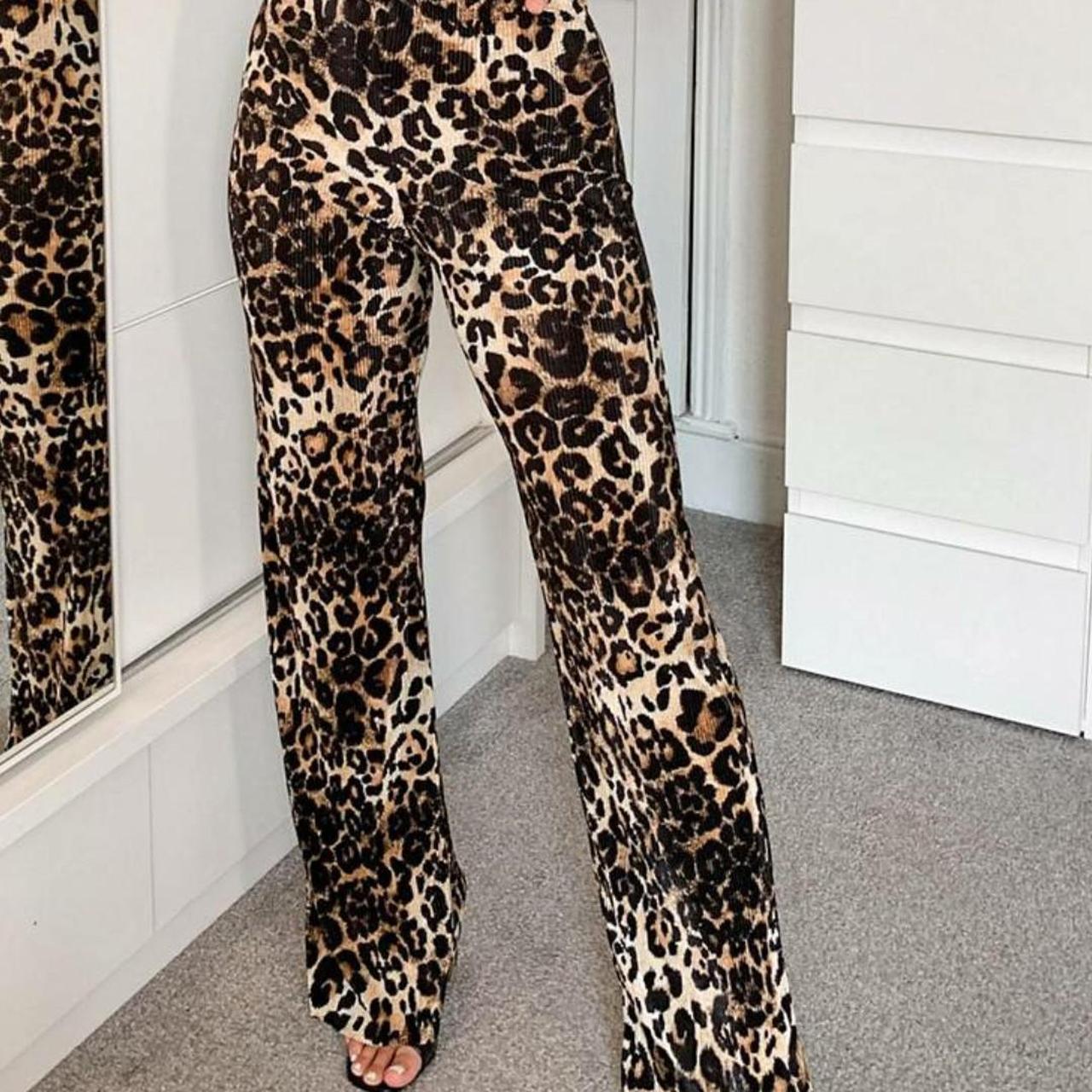 Topshop, Plisse leopard print trouser, Wide leg,