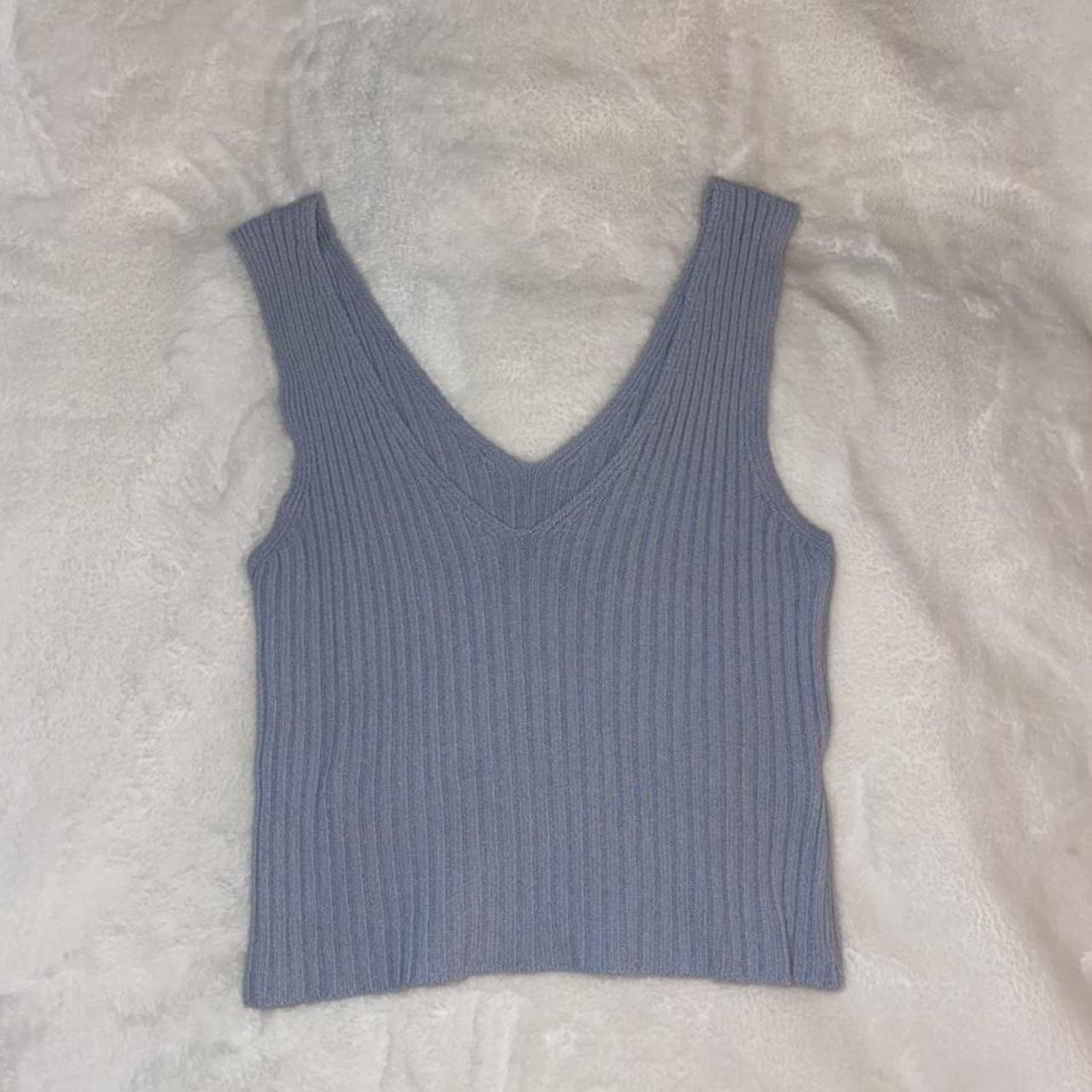 Brandy Melville knit blue tank top, one size. - Depop