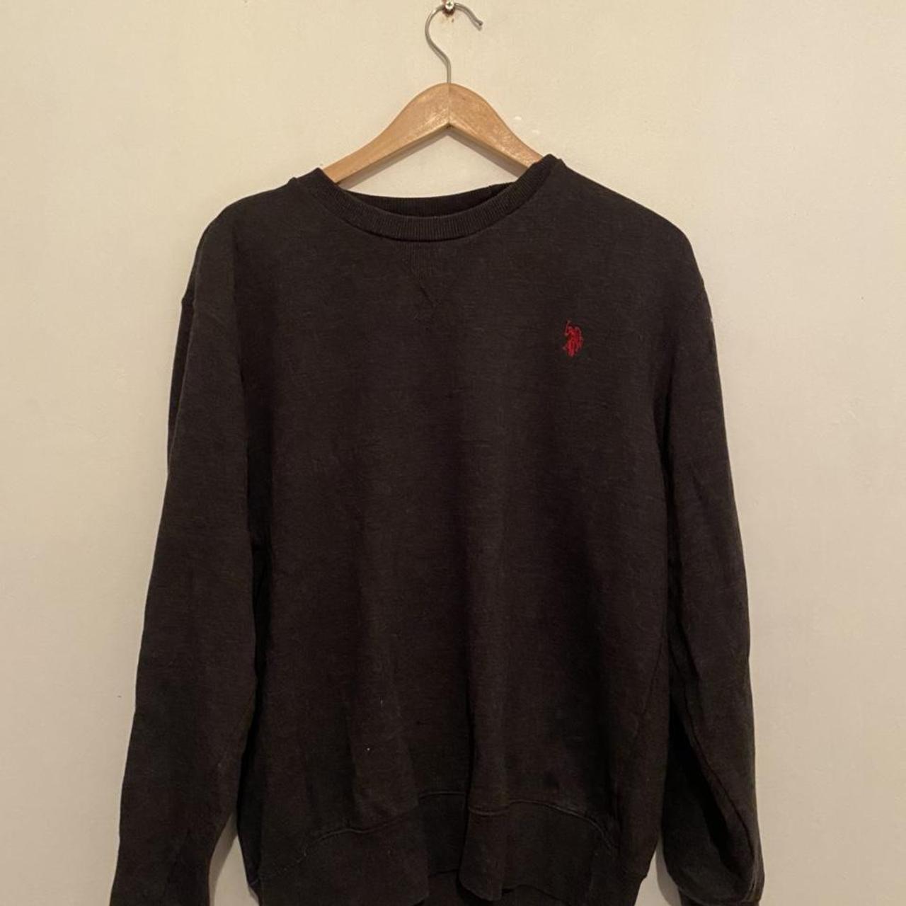 Polo Ralph Lauren dark grey sweatshirt with red logo... - Depop