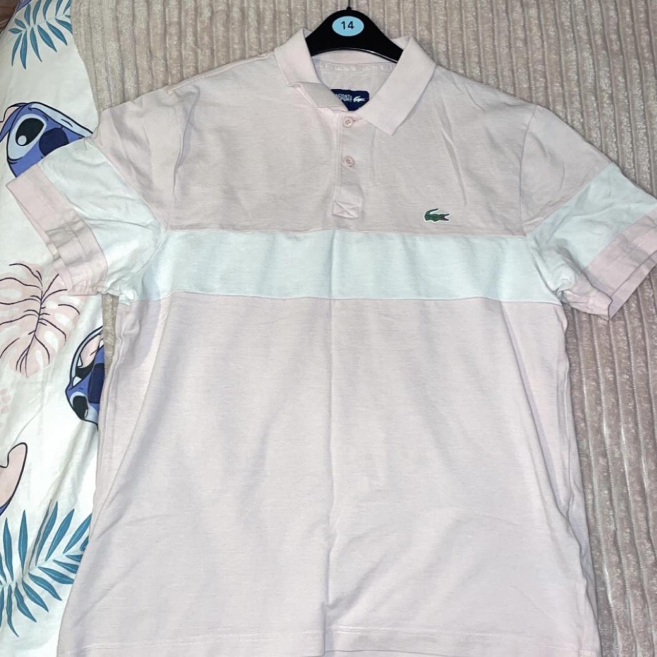 Lacoste Men's Pink and White Polo-shirts | Depop