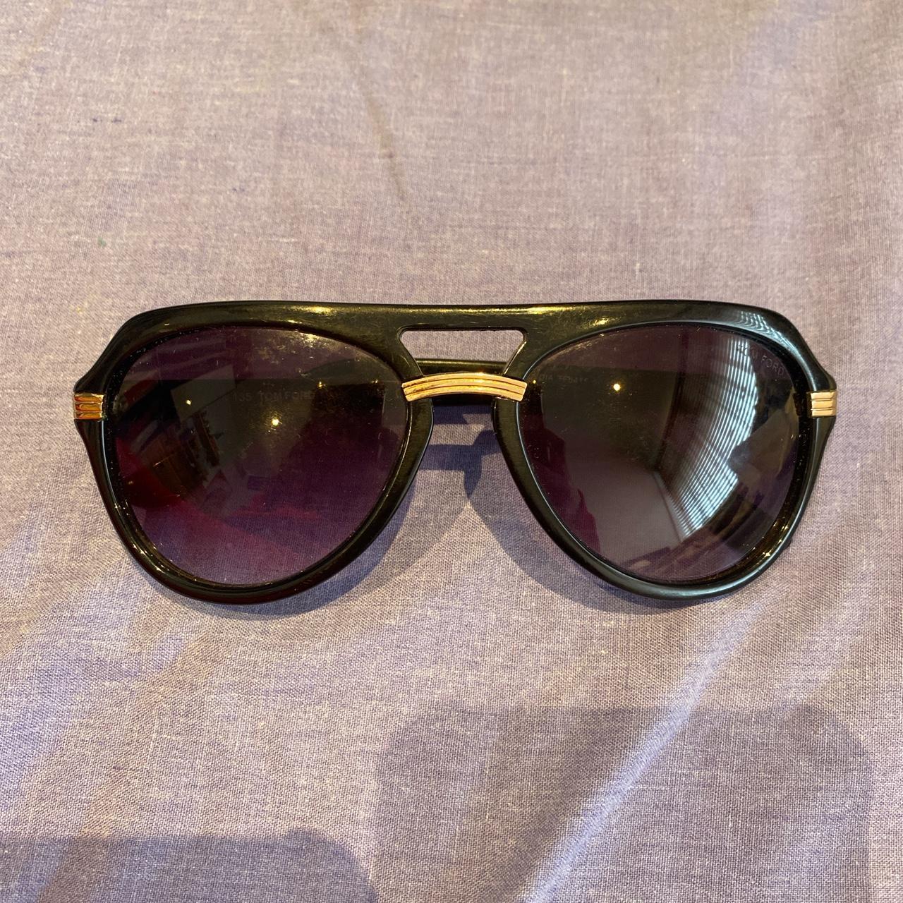 TOM FORD Men's Black and Gold Sunglasses | Depop