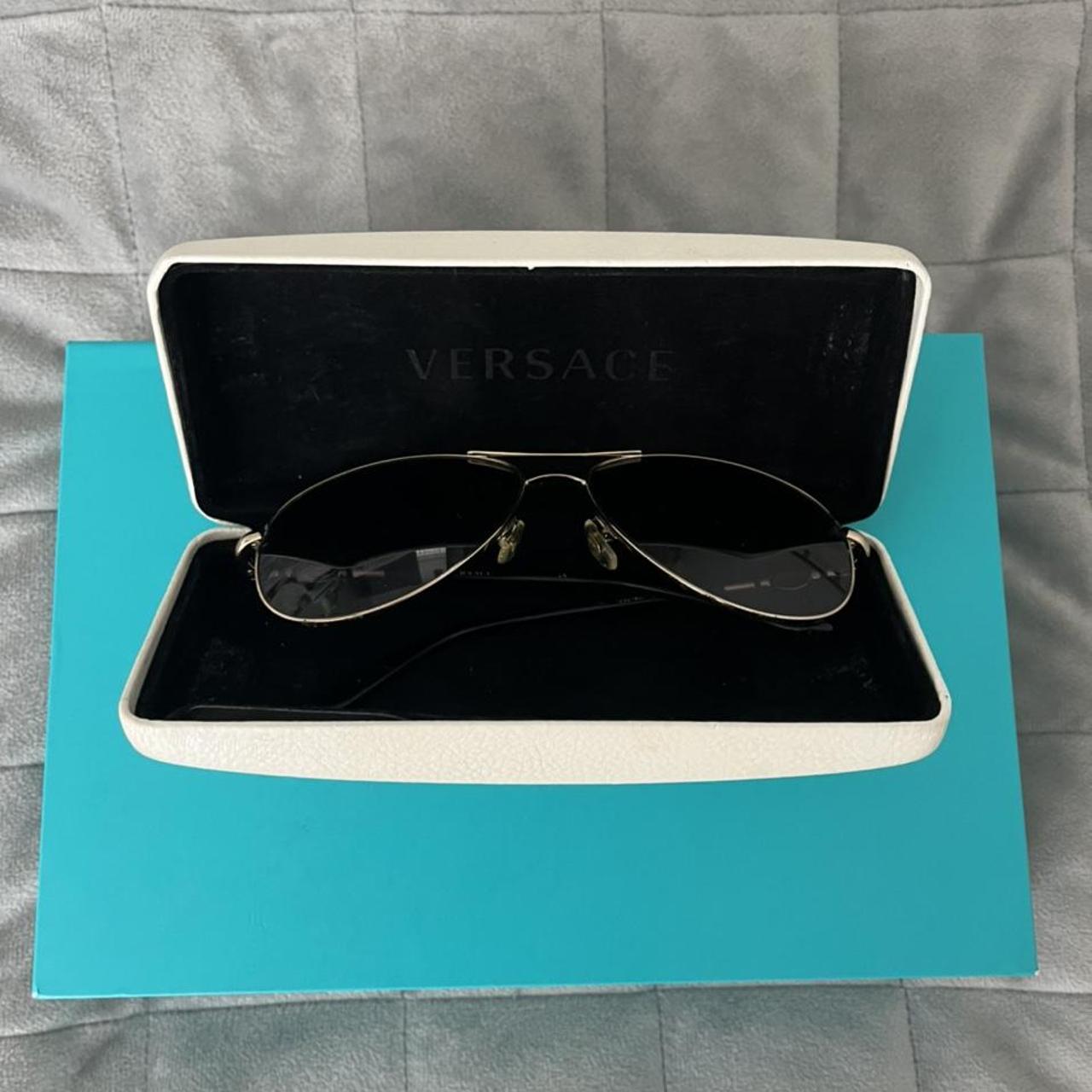 Versace Women's Black and Gold Sunglasses | Depop