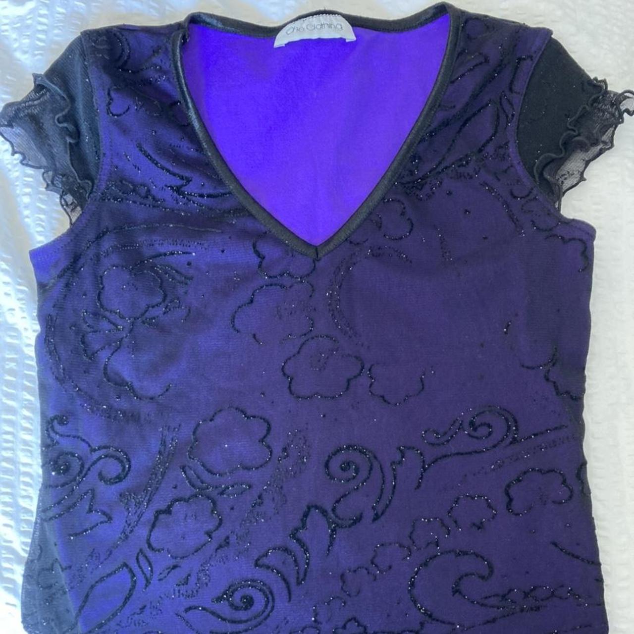 SOLD super cute purple mesh top with swirly details... - Depop