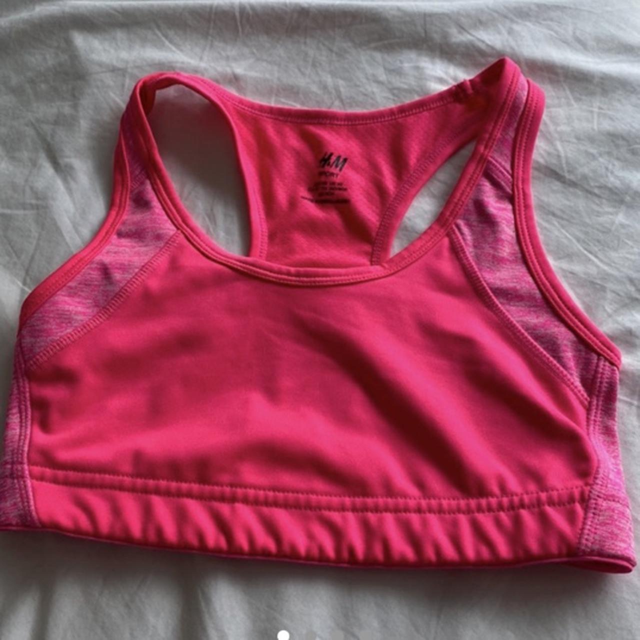 H&M SPORT padded neon pink sports bra 💓 EU size XS, - Depop