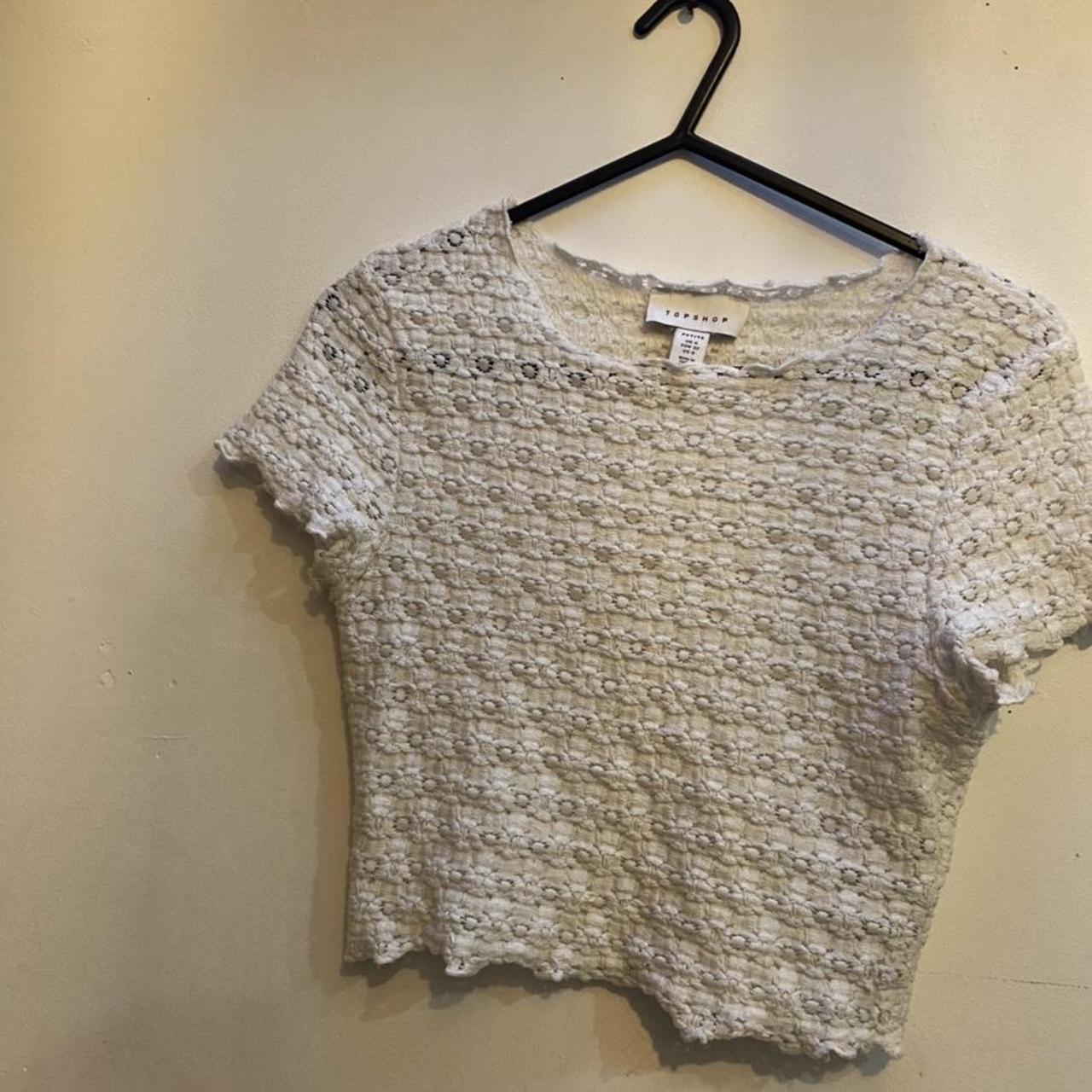 🤍White Crochet Crop Top 🤍Topshop, Size 4... - Depop