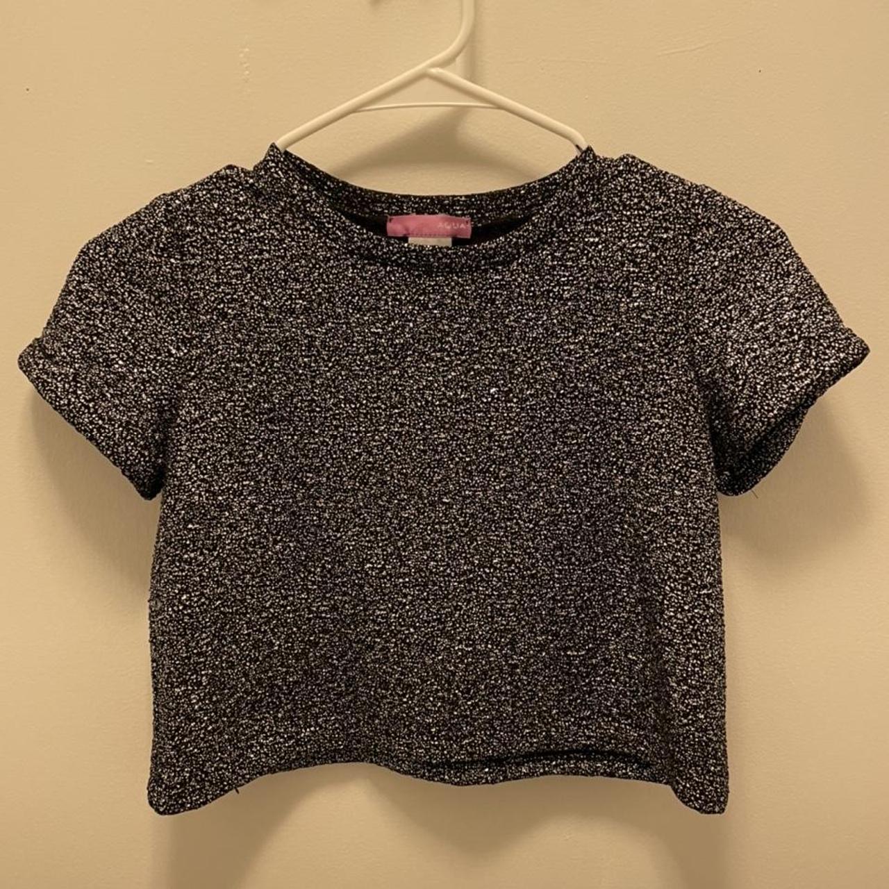 Glittery crop top Definitely a kids shirt but fits... Depop