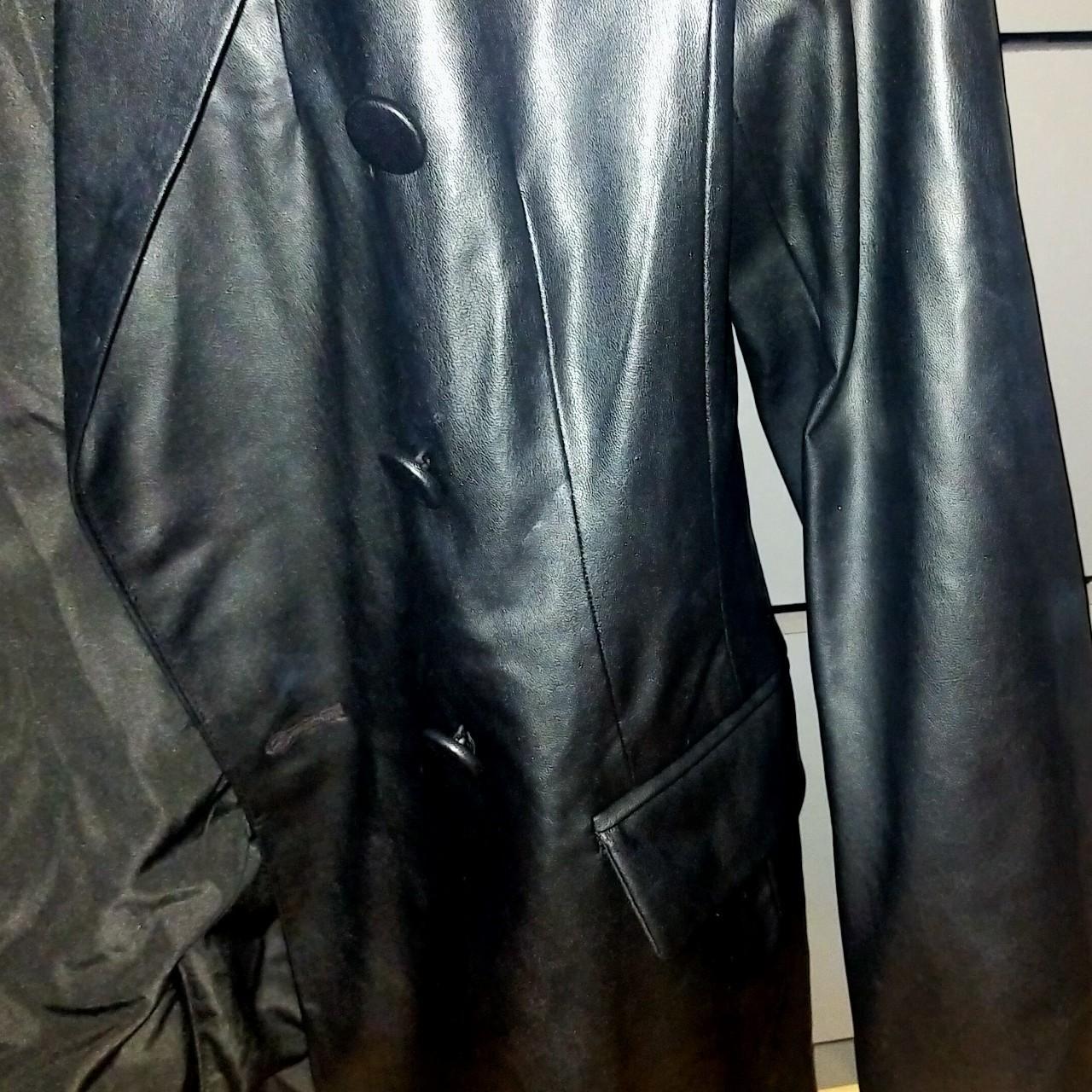 Zara black leather look blazer. Size M fit 8-12... - Depop