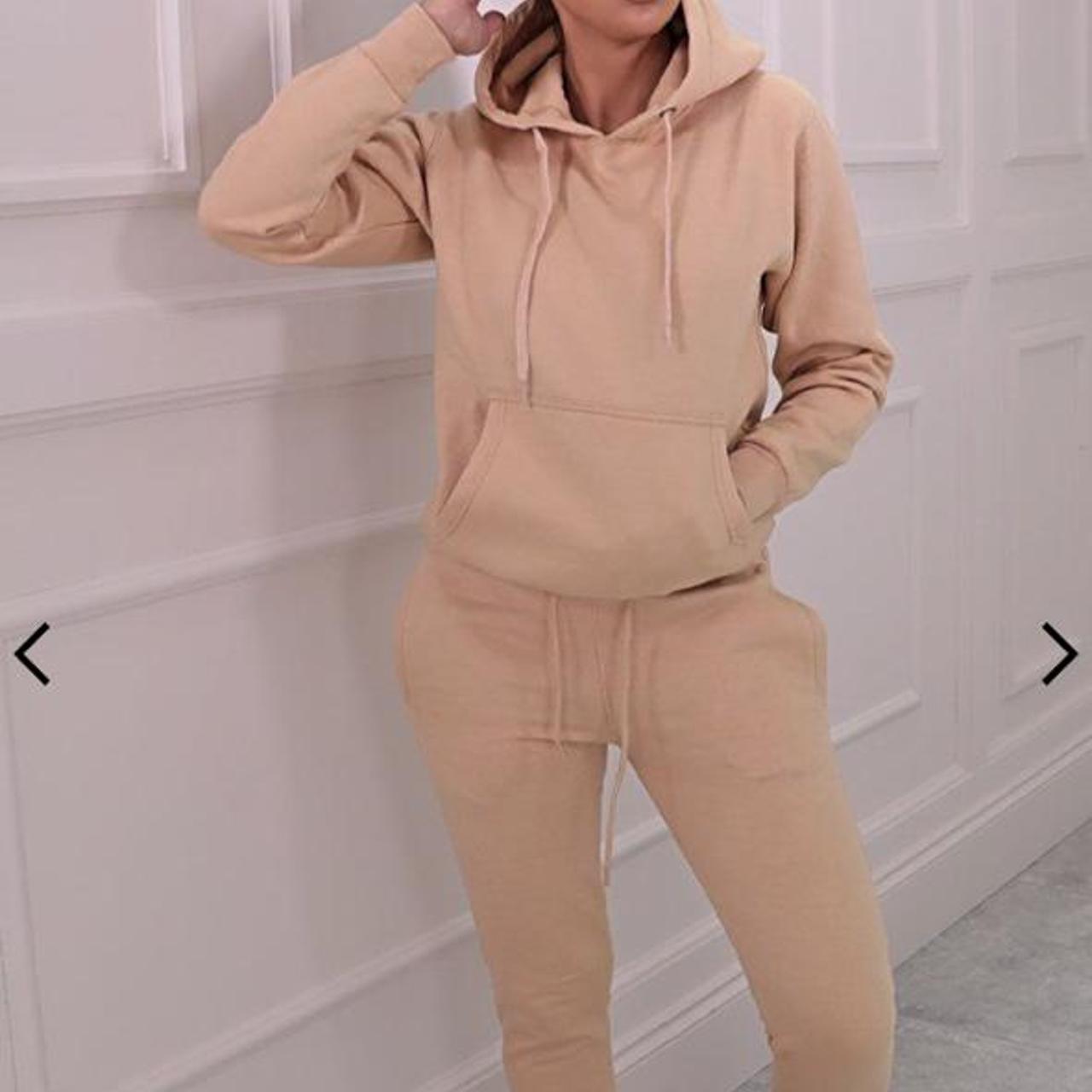 Femme luxe Nude hoodie and jogger set Size 8 New Depop