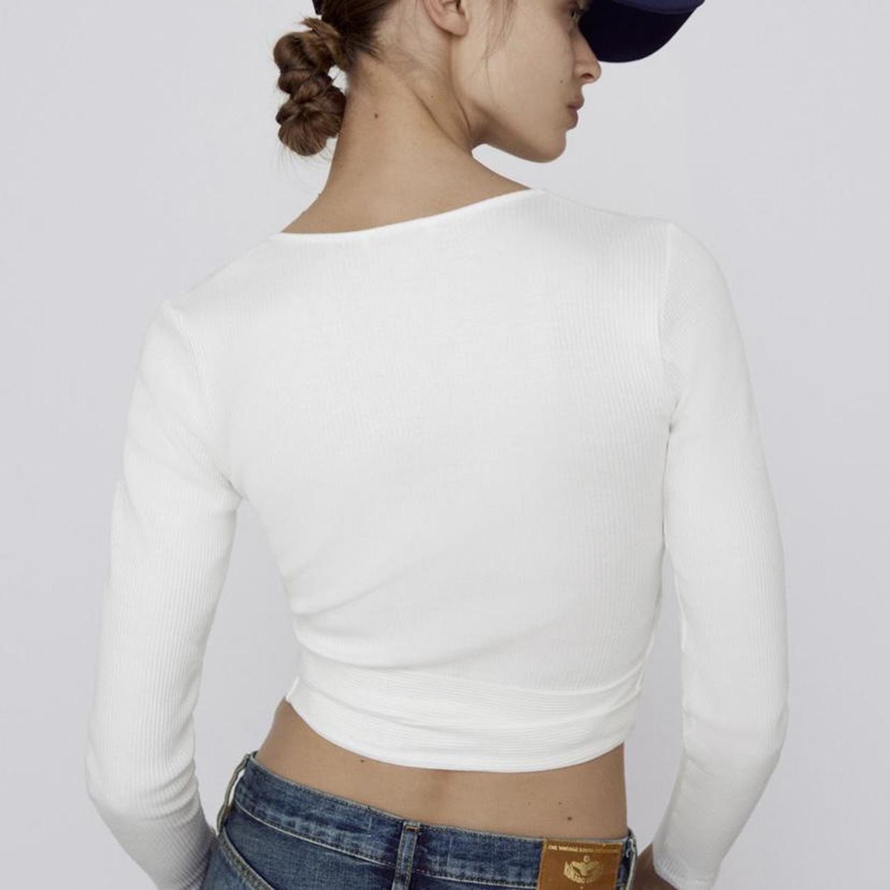 zara ribbed top with tied detail