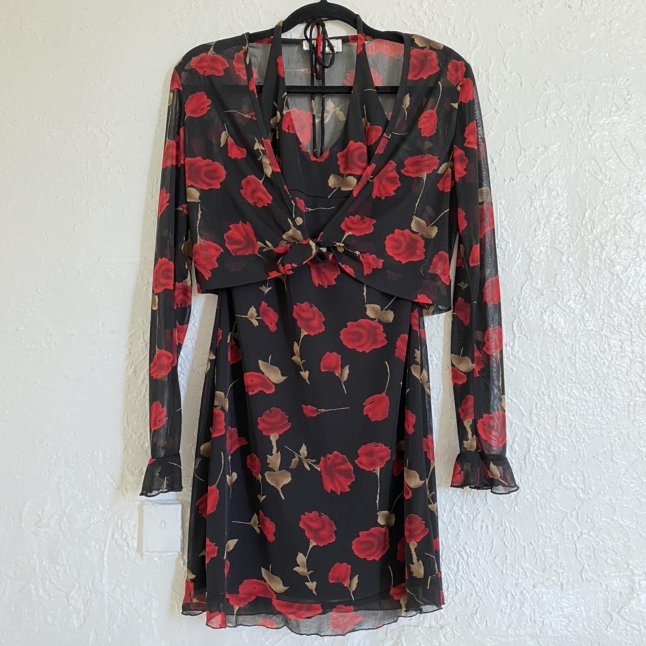 Zara black and outlet red floral dress