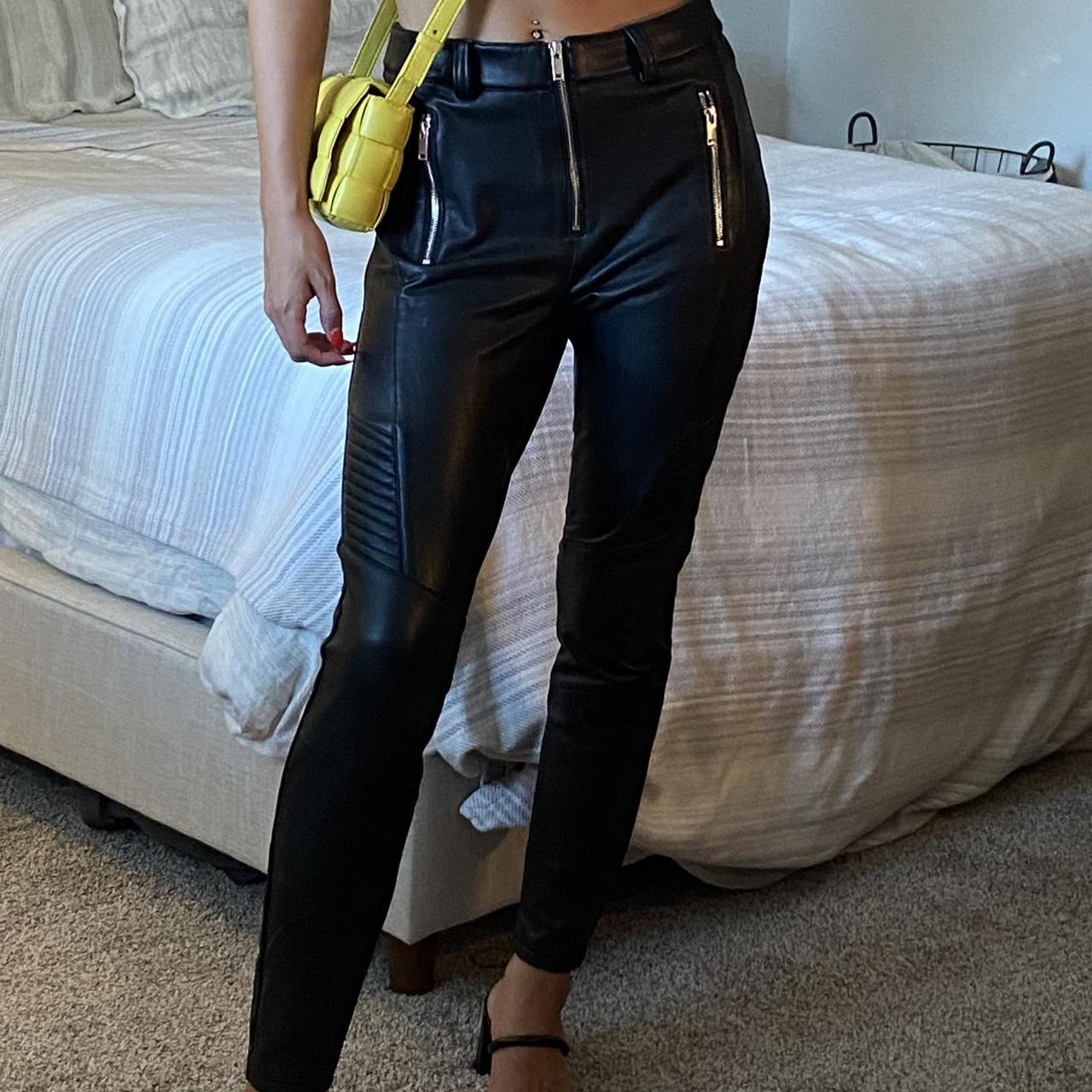 Topshop black leather on sale pants