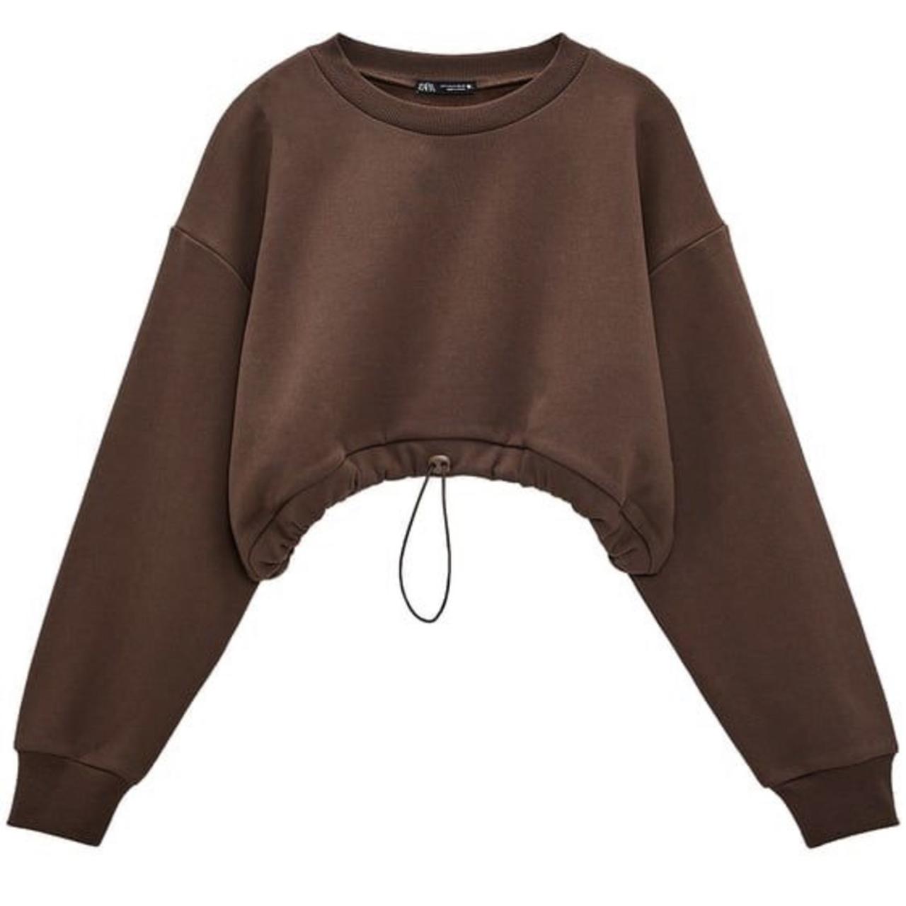 zara brown cropped sweatshirt