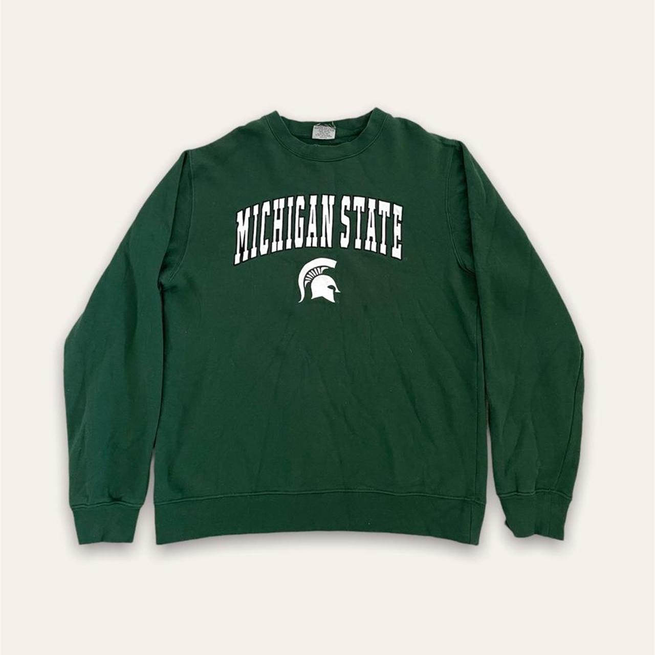 Stadium Athletic Men's Green and White Sweatshirt | Depop