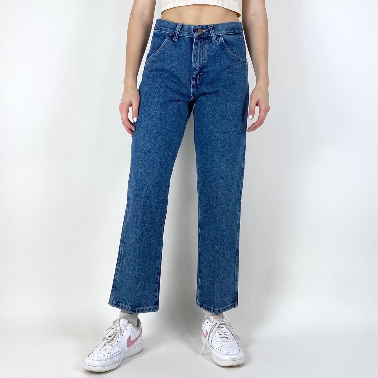 Vintage highrise mom jeans 80s vtg, medium-dark... - Depop