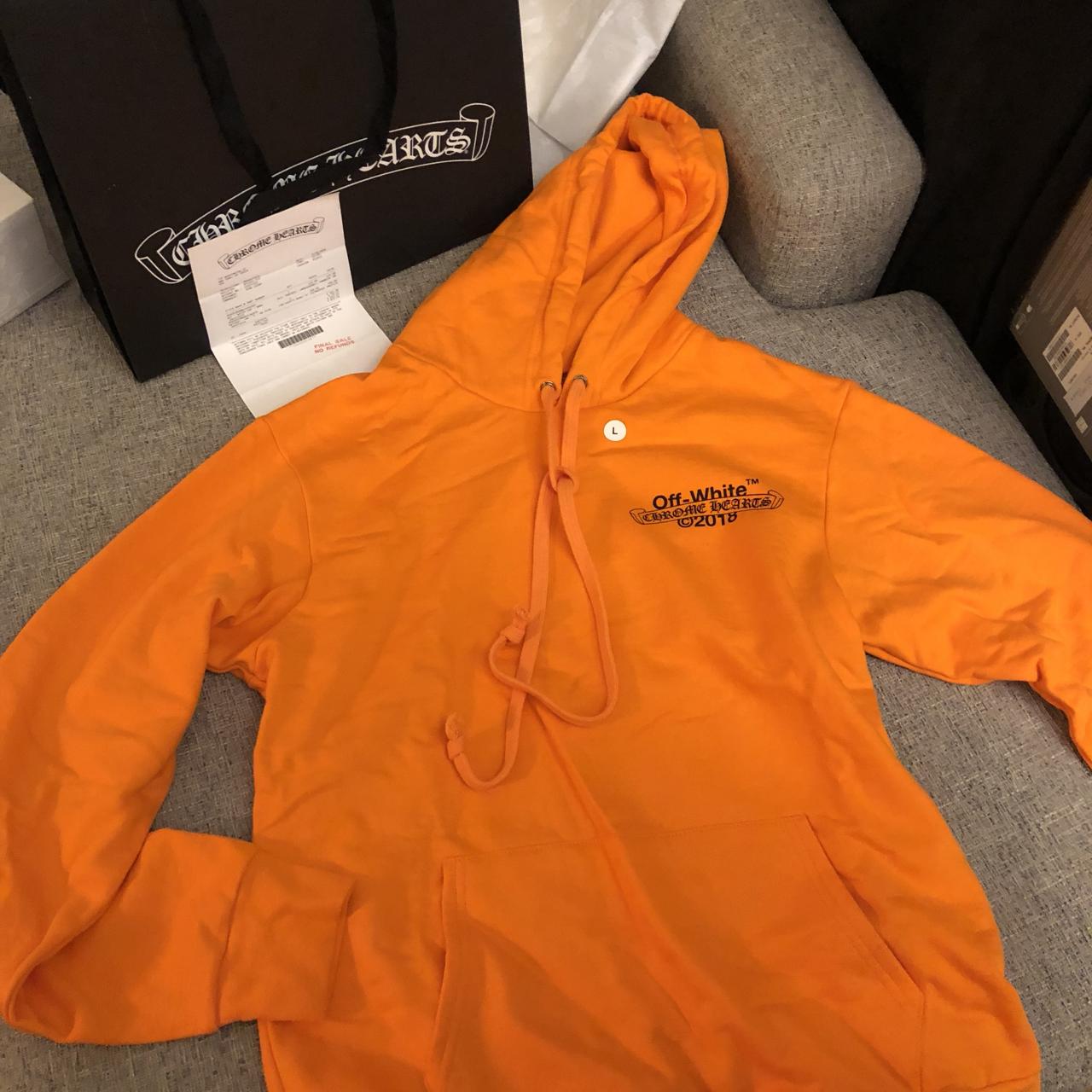 Off white chrome hearts hotsell orange hoodie