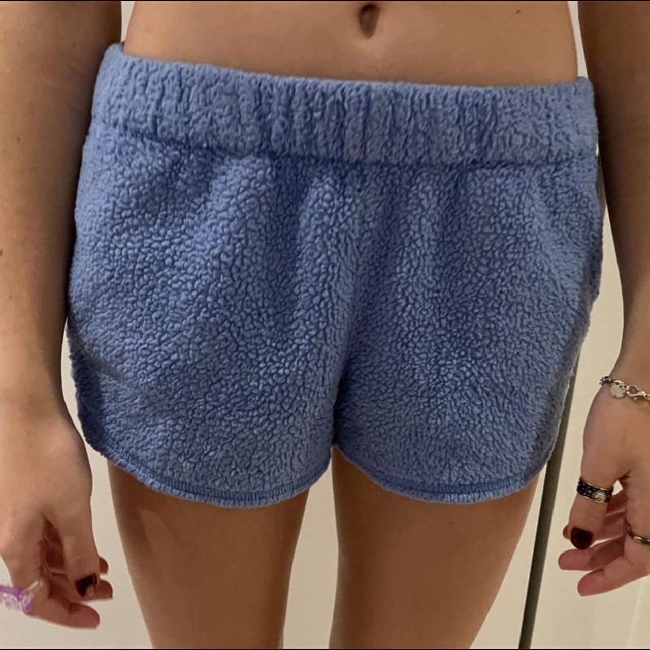 blue fuzzy shorts