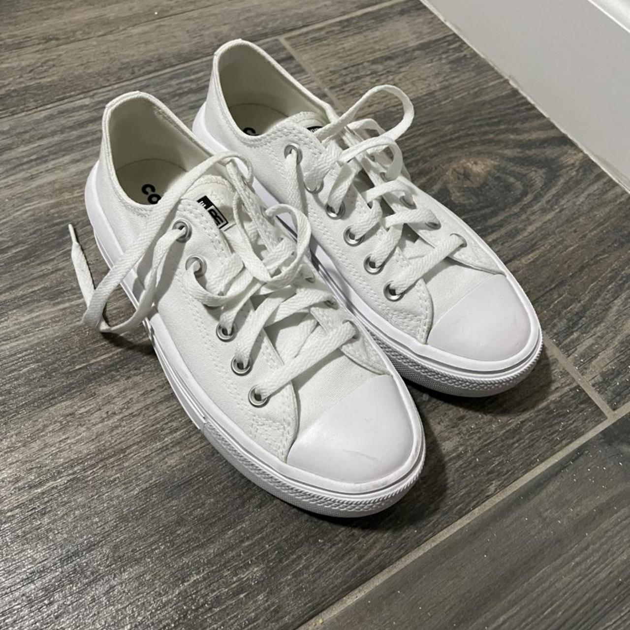converse white all star frilly thrills ox trainers
