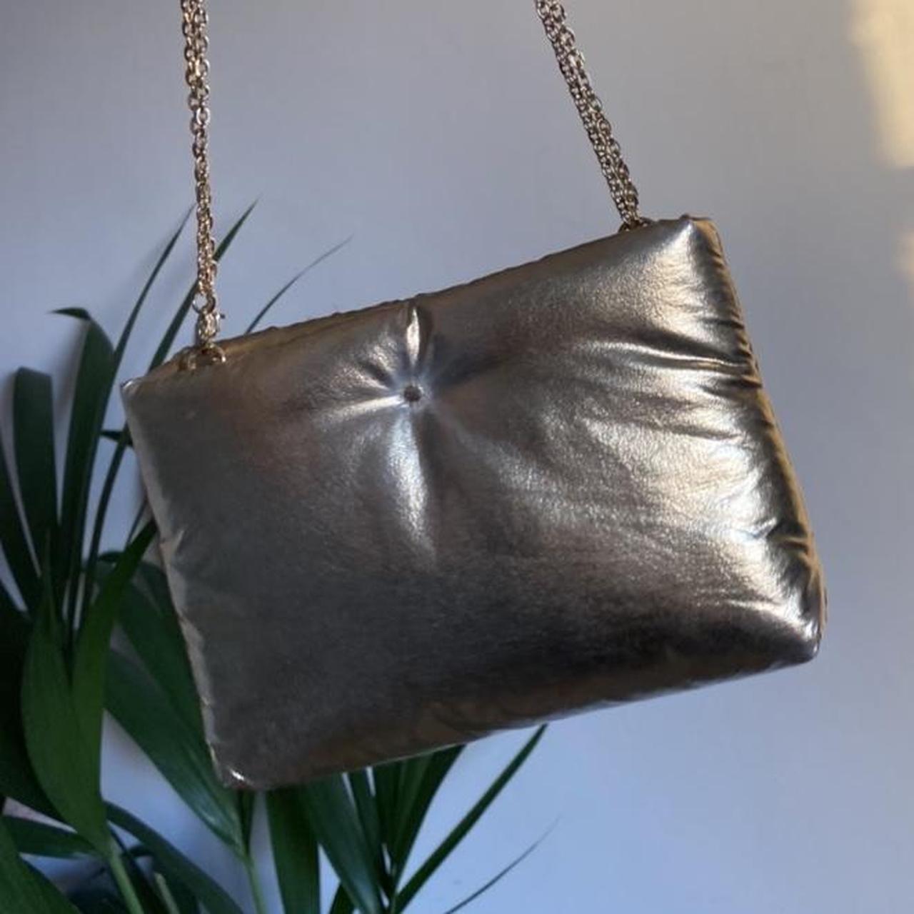 Gold quilted bag with adjustable/ detachable gold... - Depop