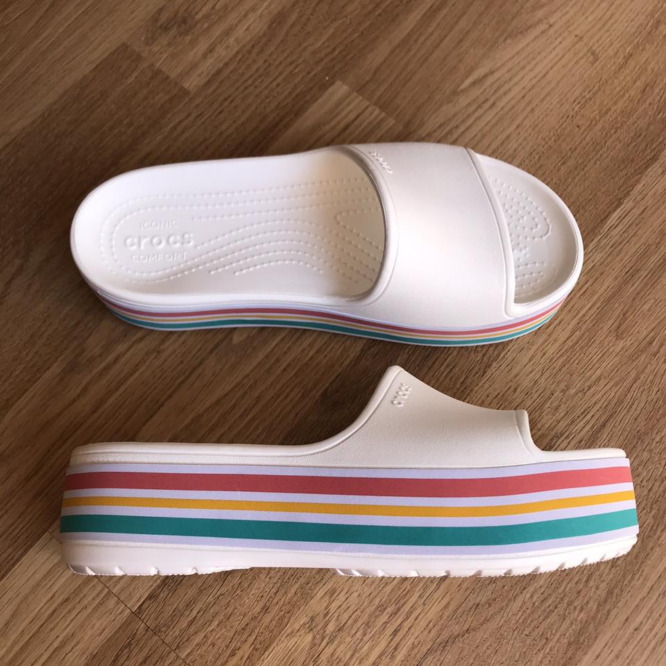 Crocs platform slide rainbow hot sale